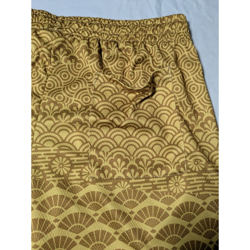 Red Ape MCMXXXIII‎ Men Large Gold Scallop AOP Pull-on Shorts - Picture 11 of 14